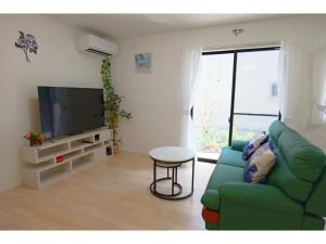 筑波Ciao No,361 - Vacation STAY 61635v的客厅配有绿色沙发和电视
