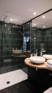 纽波特利兹迈德酒店的一间带水槽和淋浴的浴室