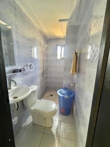 阿比让RESIDENCE AGNAK 3的白色的浴室设有卫生间和水槽。