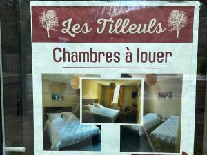 苏亚克Les tilleuls的卧室窗户上的标志,带两张床