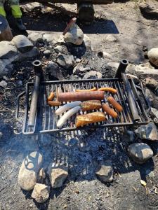 朗瑙Emmental Ferien的烤架上烤的一群热狗