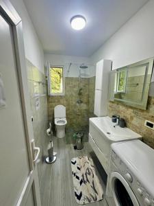 瓦勒博内Mountain Oasis的一间带水槽和洗衣机的浴室