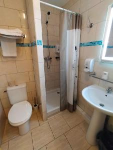 阿维尼翁Appart'Hotel Festival Sud Aqua - Avignon TGV的浴室配有卫生间、淋浴和盥洗盆。