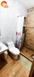 塔克纳NatAle Residencial - Departamento Segundo Piso con cochera的一间带卫生间和淋浴帘的浴室