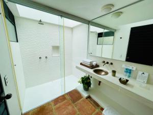 阿纳波伊马拉玛西亚精品酒店的一间带玻璃淋浴和水槽的浴室