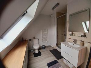 埃夫勒Magnifique studio de charme的浴室配有白色卫生间和盥洗盆。