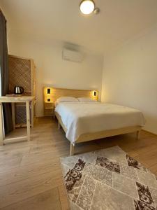 达拉曼Dalaman Airport AliBaba House的一间卧室配有一张大床和地毯。