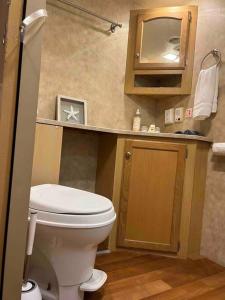 迈阿密WARM AND COZY RV 3的浴室设有白色的卫生间和镜子