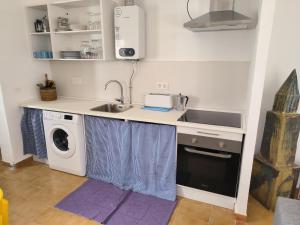 厄尔·波索·德·洛斯·弗莱尔Vivienda rural en Cabo de Gata的厨房配有水槽和洗衣机