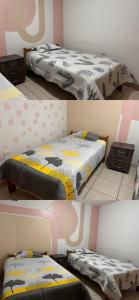 阿亚库乔Vicencio的一张床上的两张照片