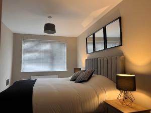 索利赫尔Cosy Suite in Shirley的一间卧室配有带两个枕头的床和窗户