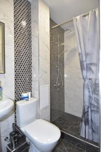 埃里温LUX apartment on Koghbaci的一间带卫生间和淋浴的浴室