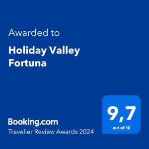 阿德耶Holiday Valley Fortuna的蓝屏,文字要到山谷度假