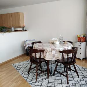 通厄伦Appartement De Wal的厨房里配有餐桌和四把椅子