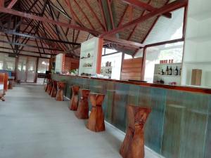 TambopataTambopata Ecolodge的酒吧里一排木花瓶