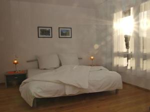 SteinachRebenrain Comfortable holiday residence的卧室配有白色的床和窗户。