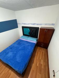 波哥大Hostel Bogotá Niza Tu sitio的一间带床和橱柜的小卧室