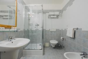 布拉格路易斯传奇酒店的一间带水槽、淋浴和卫生间的浴室
