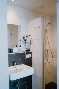 阿赫特克克Hotel Kodde的一间带水槽和淋浴的浴室