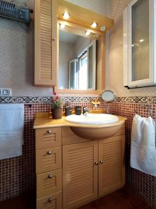 托莱多Casa Rural Dani Escalona的一间带水槽和镜子的浴室