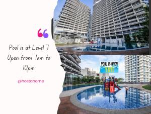 努沙再也HostaHome Suites at Encorp Marina, mins to Legoland Malaysia的建筑物两幅画的拼贴