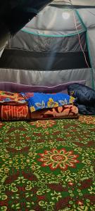 KanzalwanGUREZ CAMPSITE- WILDWOOD的帐篷内的一张床位,带地毯