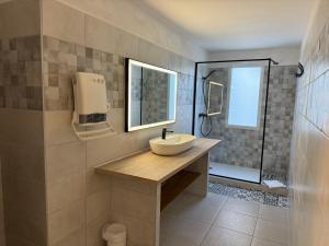 圣马迪拉莫玛德萨里克尔酒店的一间带水槽和淋浴的浴室