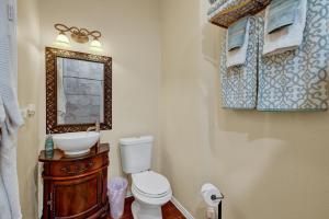 LuckenbachThe Elizabeth Haus Lower的一间带卫生间、水槽和镜子的浴室