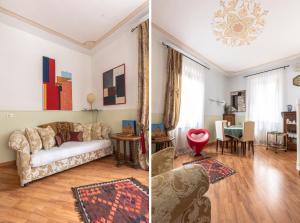 威尼斯艾尔格雷奇奢华公寓的一张沙发客厅的两张照片