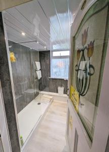 普里茅斯乔治旅馆的带淋浴和卫生间的大型浴室