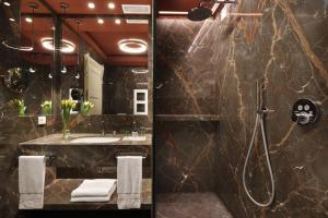 西尔米奥奈柯缇奈别墅皇宫酒店的带淋浴和盥洗盆的浴室