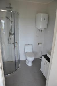 Gwiezdna łąka的浴室配有卫生间、淋浴和盥洗盆。
