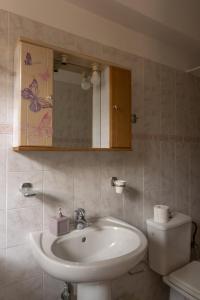 帕特雷CENTRAL Studio - Fully equiped. Ideal for couples的一间带水槽、卫生间和镜子的浴室