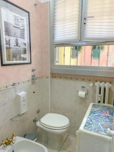 米兰A casa di Gin Milano的一间带卫生间、水槽和窗户的浴室