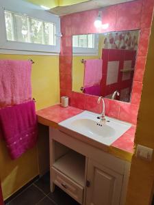 NdanganeLa Maison Blanche的一间带水槽和镜子的浴室