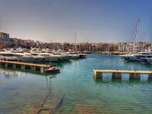 比雷埃夫斯Piraeus Blue Grand Suite di Giorgio 10 mins from the port.的停靠在码头的一群船