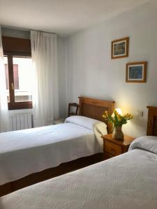 Quintana del PidioElsoto的一间卧室设有两张床和窗户。