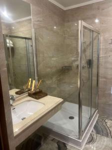 阿斯塔纳阿斯塔纳贝斯特韦斯特酒店的带淋浴和盥洗盆的浴室