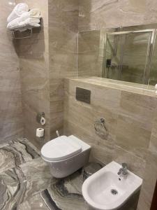 阿斯塔纳阿斯塔纳贝斯特韦斯特酒店的浴室配有白色卫生间和盥洗盆。