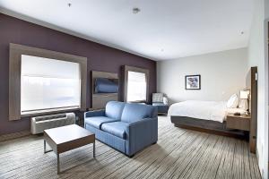 卡尔加里卡尔加里机场智选假日酒店的酒店客房,配有床和沙发