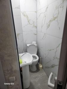 撒马尔罕Hostel Highway的一间带卫生间和水槽的浴室
