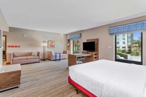 奥兰多奥兰多-阿波普卡汉普顿套房酒店的酒店客房设有床和客厅。