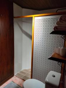 PiroğluChalet's lake_Bolu Abant _log house的一间带卫生间和淋浴的浴室
