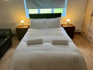 The Jagdamer Lodge的卧室配有一张带两个枕头的大白色床