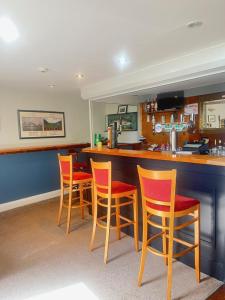 科克Fernhill Lodge Carrigaline的一间酒吧,配有橙色椅子和柜台