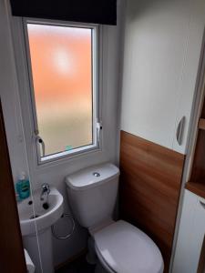 PlumblandWoodside, Meadows Retreat, Cockermouth的一间带卫生间和窗户的小浴室