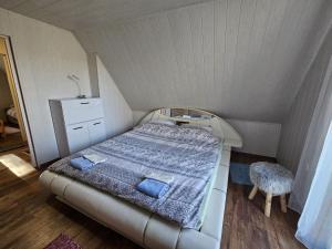 代尔尼采Koliba Japa的一间小卧室,配有一张床和一把椅子