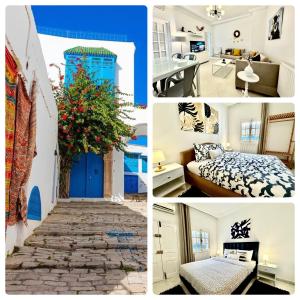 西迪·布·赛义德COSY Apartment in Sidi Bou Said Village的房屋照片的拼贴