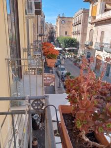 切法卢La locanda的城市街道上种有盆栽植物的阳台