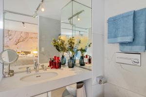苏黎世Boutique Design-Suite-Apartment at best central Location的一间带水槽和镜子的浴室